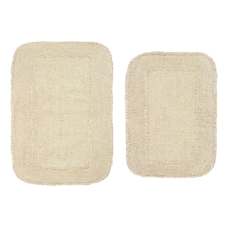Ensemble de 2 tapis de bain en coton Aceyon, Ivoire ivoire
