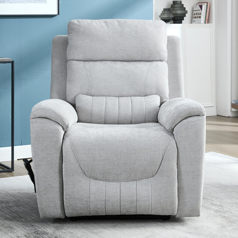 36.6 " W Power Lift Chair Recliners With Infinite Position, Heat, Massage And Lumbar Support, Light Gray