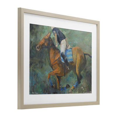 Polo Rider in Dynamic Motion, reproduction encadrée sous verre, conception de Jadei