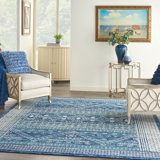 Verda Oriental Navy Blue Area Rug