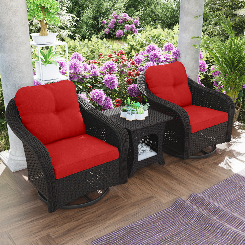 Gradyn 3-Piece Outdoor Seating Group with Cushions, Red