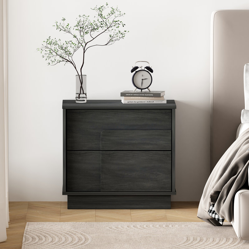 Table de chevet 22 po Horizon en gris anthracite (2 tiroirs)