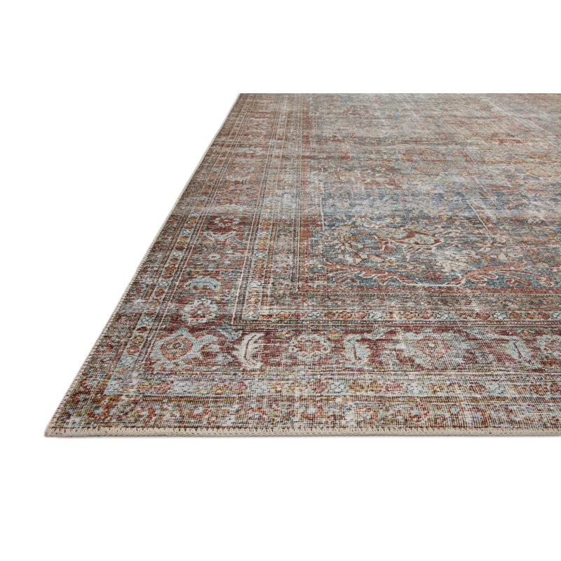 Jules Red Synthetic Stain-Resistant Low-Pile Runner Rug