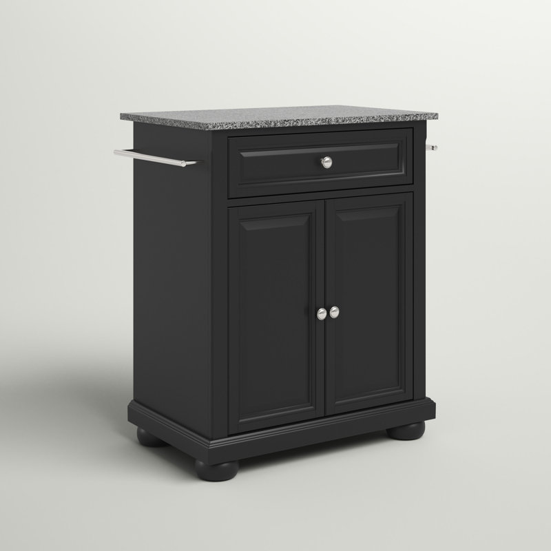 Hedon Granite Top Kitchen Cart, Black