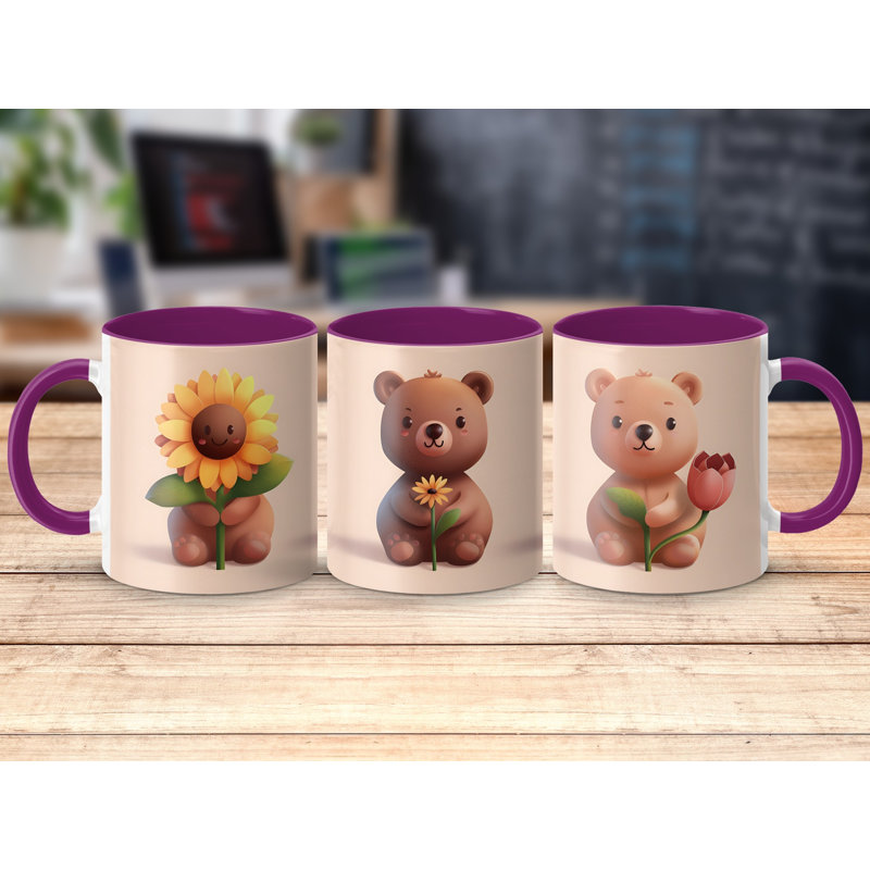 Bear 11oz Accent Coffee Mug, Purple