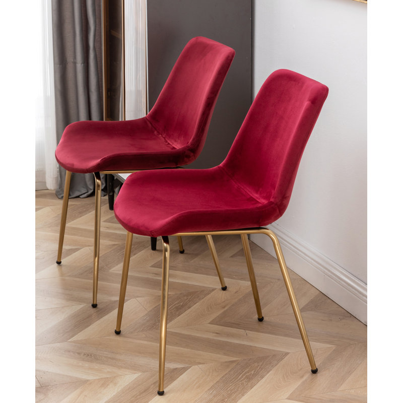 Ensemble de salle à manger contemporain 3 pièces, table de salle à manger ronde blanche avec 2 chaises pour le salon, Rouge