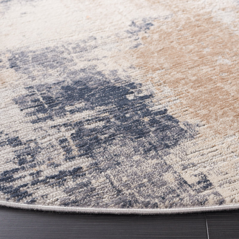 Tapis beige / bleu Kulig 212, Rond 6 pi 7 po