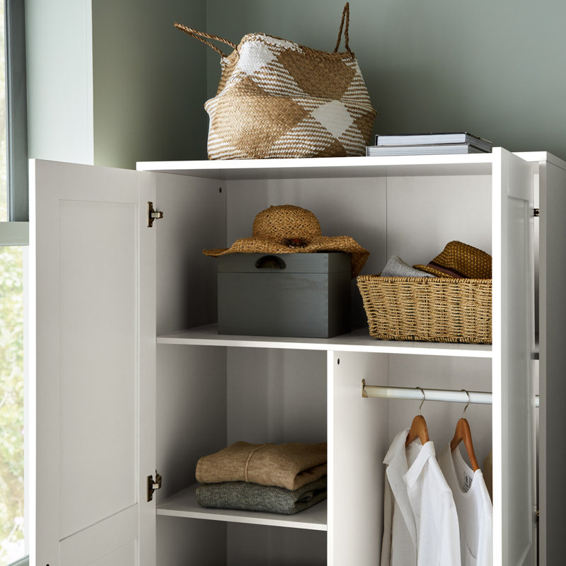 Merrigan 2 Door Manufactured Wood Wardrobe, White