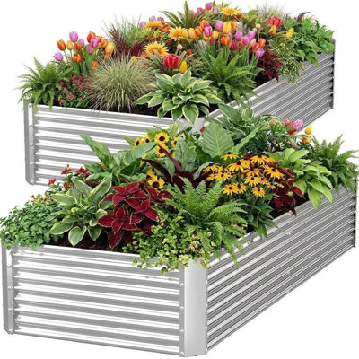 2 Pack 6x3 Ft Galvanized Raised Garden Bed – 12" Deep Outdoor Metal Planter Box with Open Bottom – Steel Elevated Vegetable & Flower Beds with Internal Support Bars for Backyard Gardening