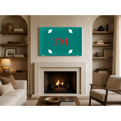 «Turkmenistan World Flag Luxury Diamond Monogram» - blanc vert rouge - art mural sur toile