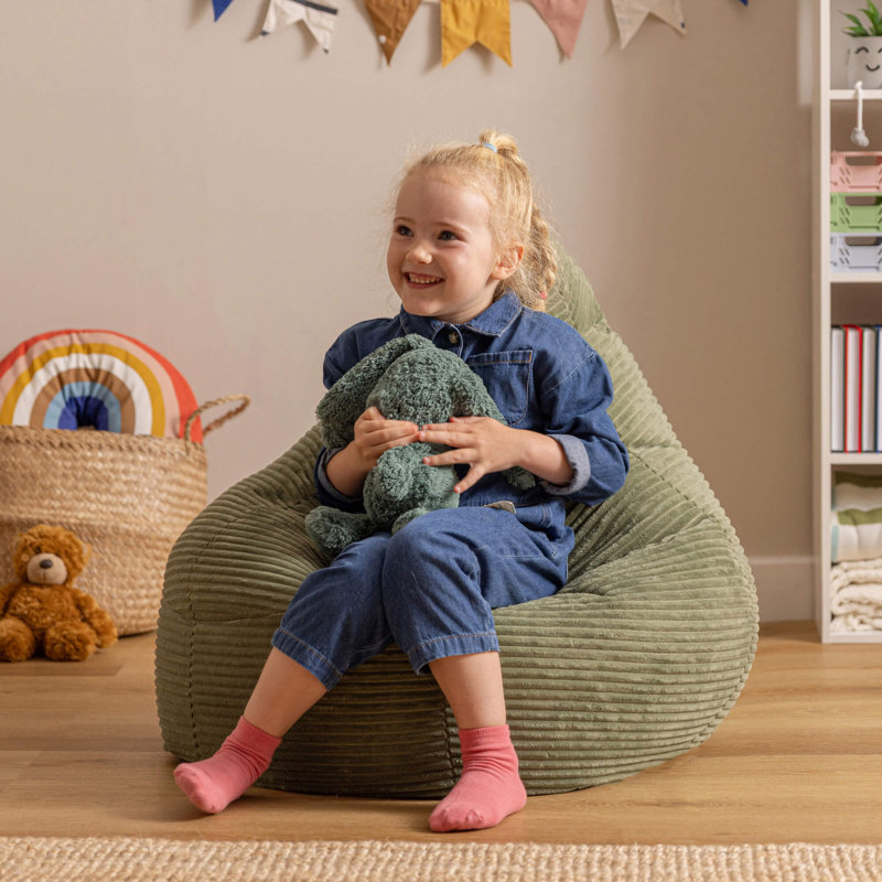 Kids Dalton Corduroy Recliner Bean Bag, Sage Green