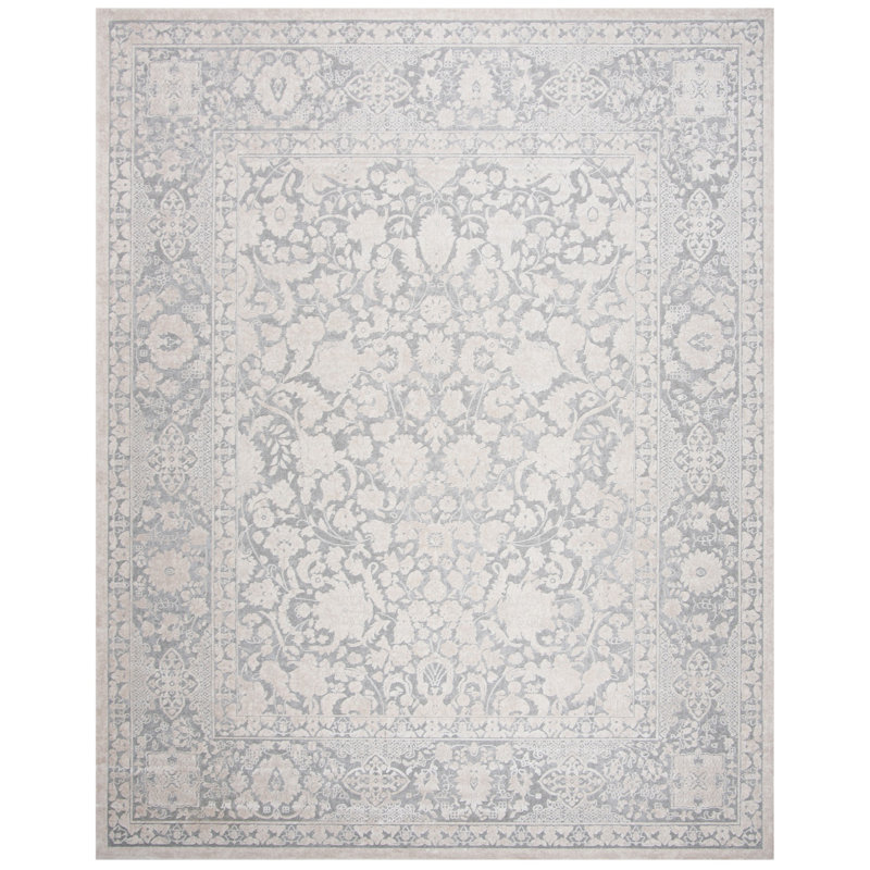 Calidia Floral Light Gray/Cream Area Rug, Rectangle 8' x 10'
