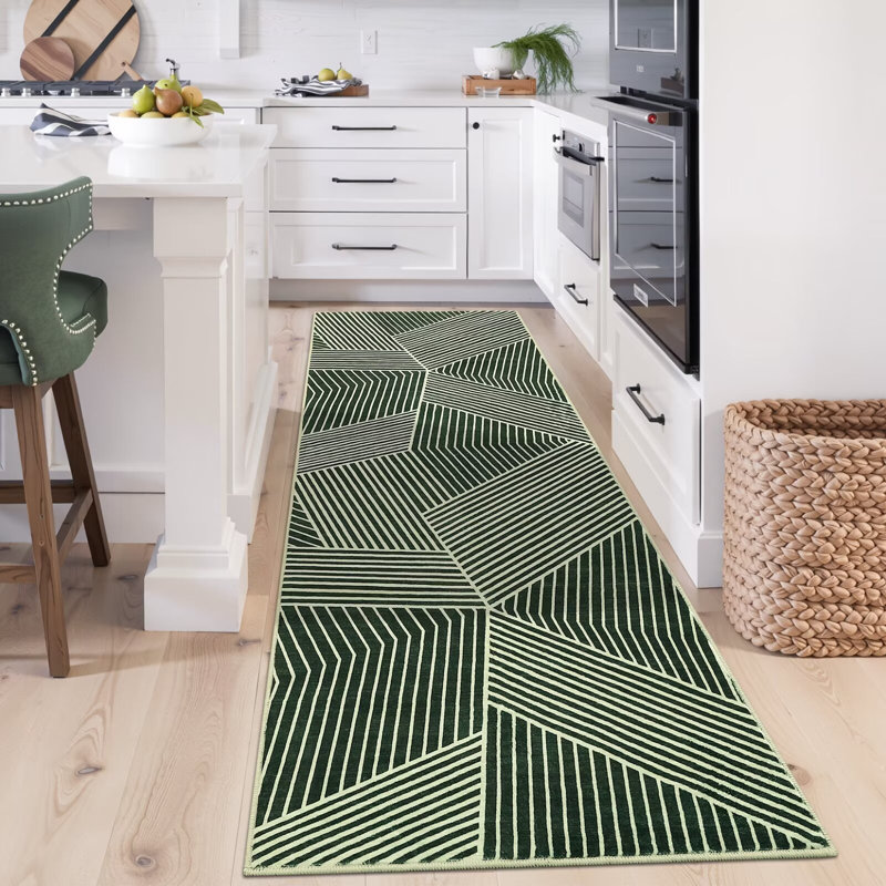 Très grand tapis rayé lavable à la machine antidérapant et antidérapant, Tapis de couloir 2 pi x 6 pi