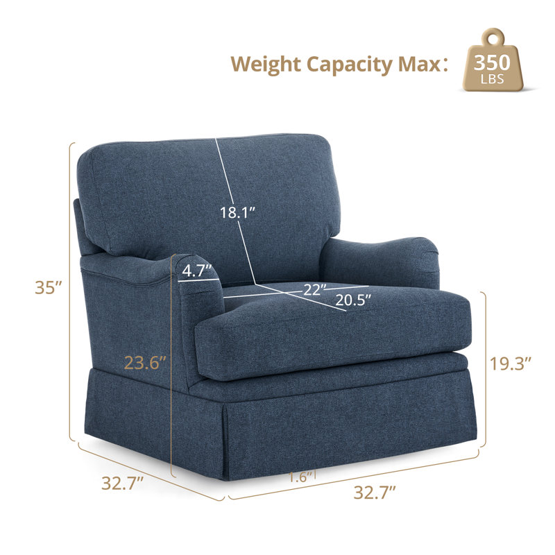 32.7'' Skirted Swivel Accent Arm Chair For Living Room, Bedroom  (Set of 2), Dark Blue
