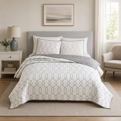 Ensemble de couvre-lit / couvre-lit réversible en microfibre 2 pièces 