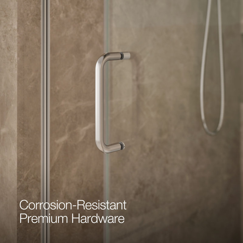 Elate Tall Sliding Shower Door, 75-1/2-In H X 50-1/4 - 53-5/8-In W, With Heavy 5/16-In Thick Crystal Clear Glass, Silver