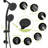 Matte Black Shower System Featuring 4.7" Showerhead, 7 Hand And Adjustable Fixtures