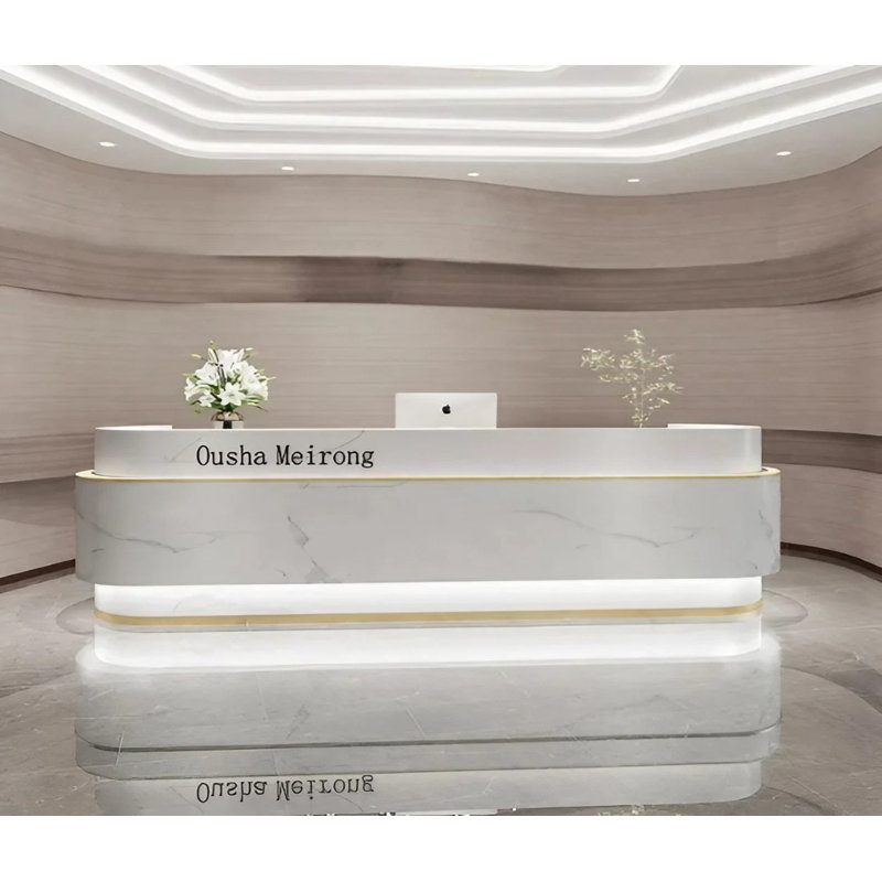 Aurelea Rectangle Manufactured Wood Reception Desk, 60cm H x 200cm W x 100cm D