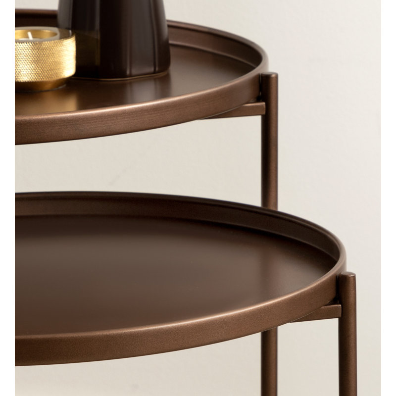Gwynn Tray Top Nesting Tables, Bronze Top/Bronze Base