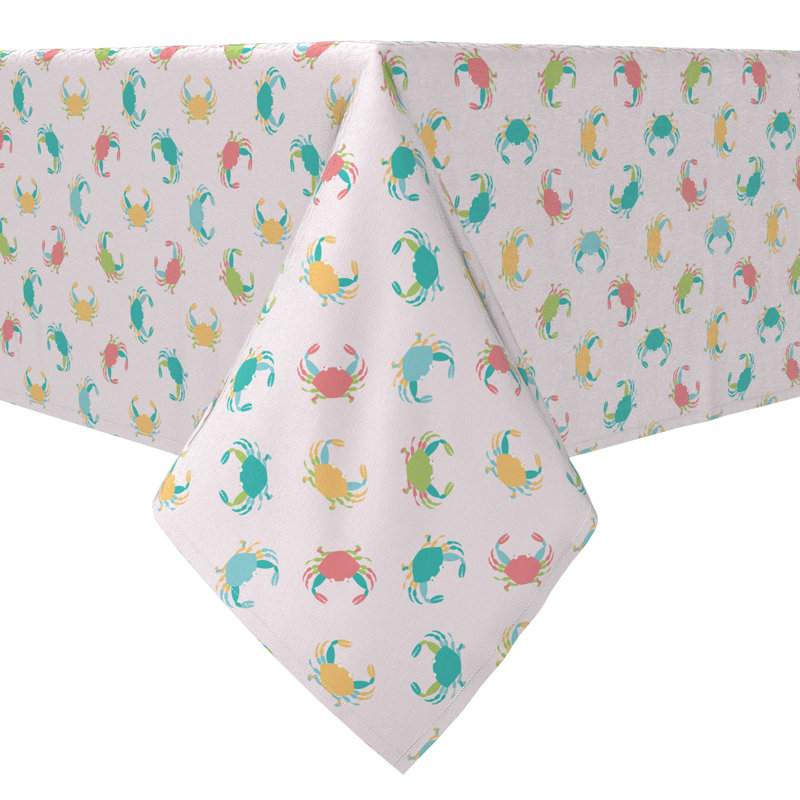 Rectangular Tablecloth, 100% Cotton, 60X104", Colorful Crabs