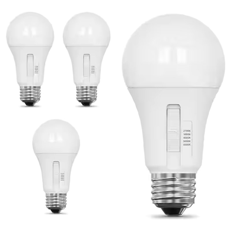 Ampoule à DEL Feit A19 E26 (moyenne) blanche réglable de 75 watts, paquet de 4, 12,2 W