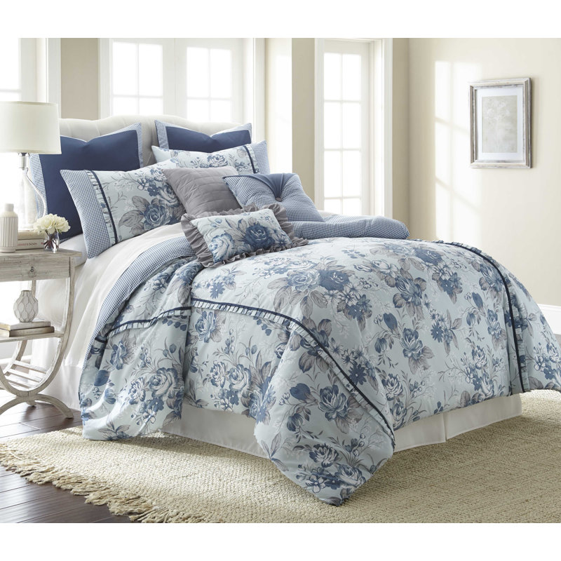 Modern Threads Farmhouse 8-Piece Floral Comforter Set, King Comforter + 7 Additional Pieces