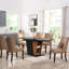 Table de salle à manger extensible avec rangement intégré, table en bois avec structure en métal robuste et base en panneau de fibres à densité moyenne, plateau de table réglable-336213999