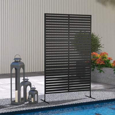 Écran d'intimité en métal pour patio, séparateur d'espace extérieur transparent à panneaux multiples, treillis de support de plante grimpante à double usage, fixation facile pour la cour extérieure