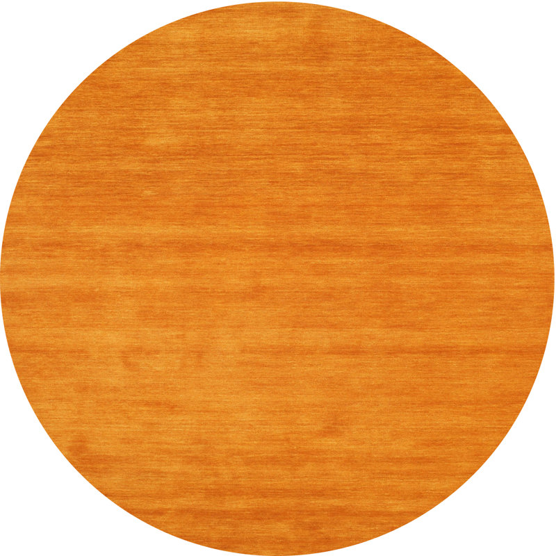 Tapis de zone orange contemporaine, Rond 8 pi