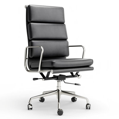 Genuine Leather Executive Office Chair, Adjustable Swivel Conference Chair with Aluminum Frame