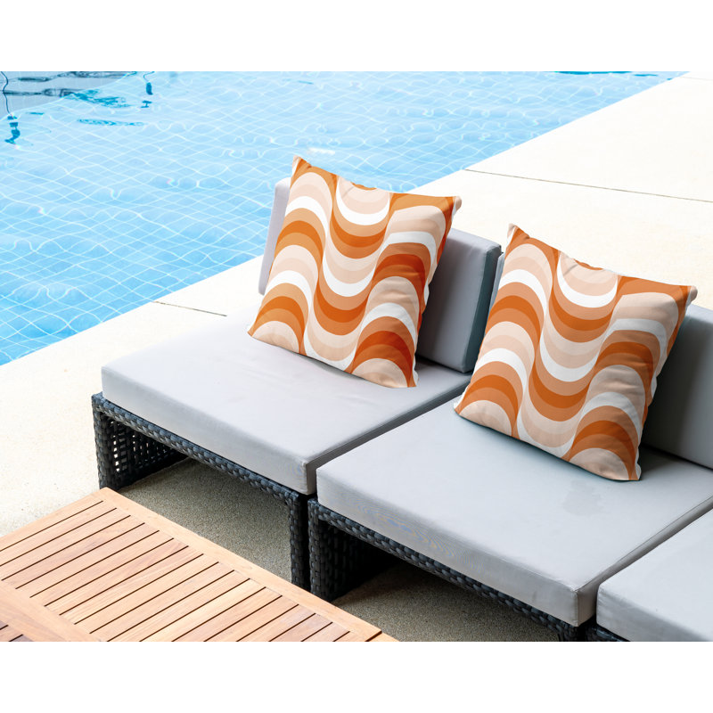 Coussin décoratif carré intérieur / extérieur Slivno, L 19 po x H 19 po, Orange