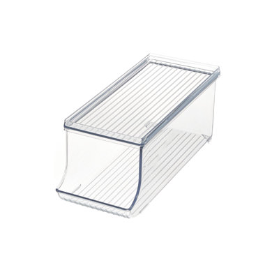 iDesign Recycled Plastic Beverage Fridge Organizer Bin with Lid Clear