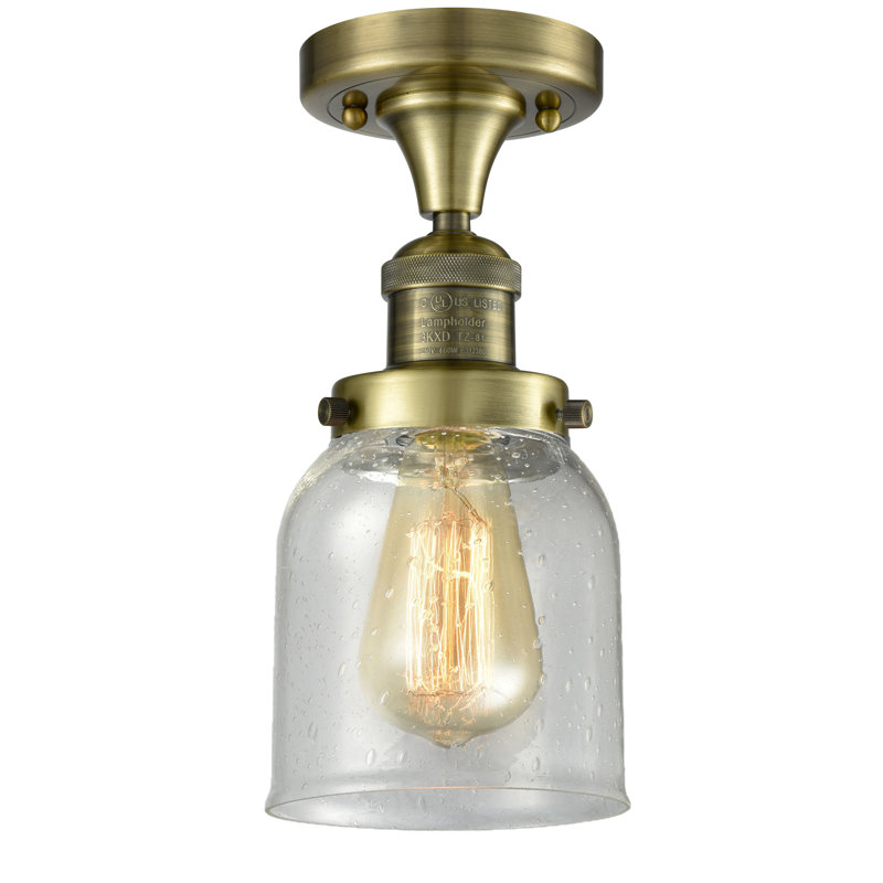 Plafonnier semi-encastré à 1 lumière 5 po Archambault, Ampoule DEL 6 watts Vinage, Grainé, Laiton antique