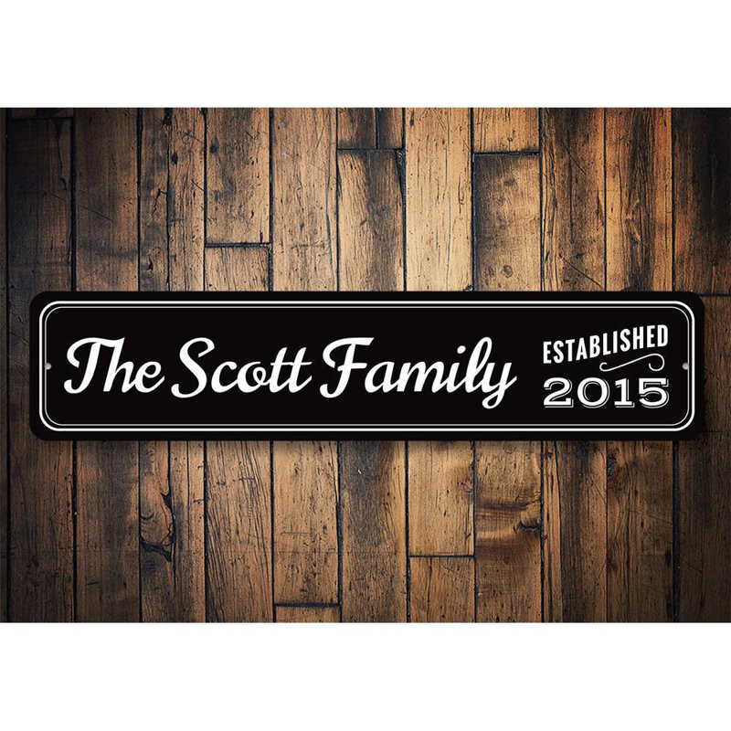 Plaque de nom de famille personnalisée en aluminium, H 4 po x l 18 po x P 0,04 po