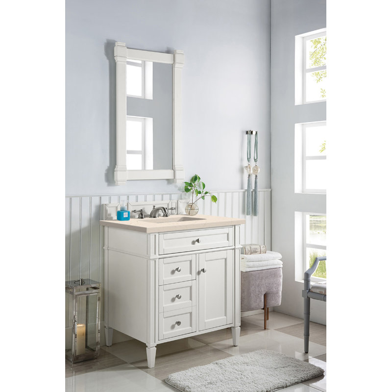 Brittany 30'' W Single Vanity, Bright White, Charcoal Soapstone, 8" Widespread
