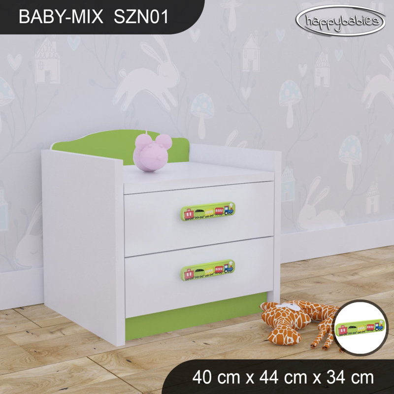 Baby Mix 2 Drawer Nightstand, Green/White