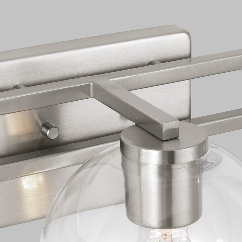 Eveline 3-Light Brushed Nickel Vanity Light with Clear Glass Shades
