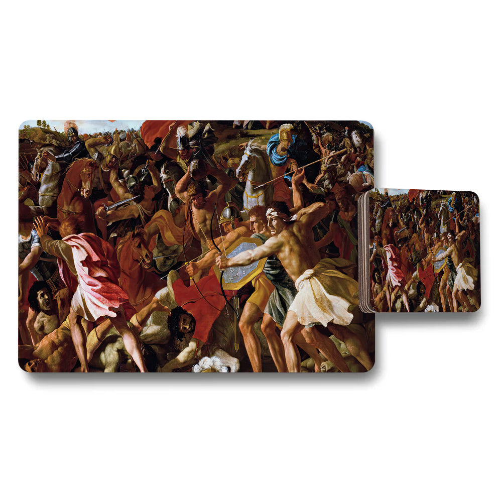 Placemat and Coaster Set With Classic Battle Scene Artwork