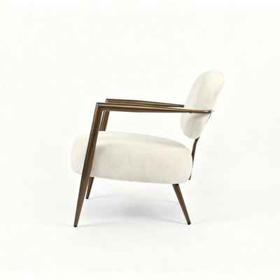 Comfort Accent Chairs, White Fabric Metal Frame, Modern Lounge for Home