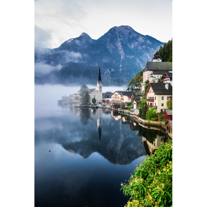Sunrise in Misty Hallstatt 1 Piece Wrapped Canvas Wall Art, 91cm H x 61cm W x 3.8cm D