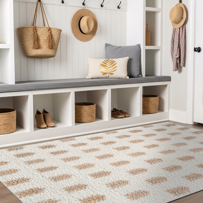 Scandinavian Arrow Shag Rug – Beige – Medium Pile, Easy To Maintain, Soft Texture, Rectangle 4' x 6'