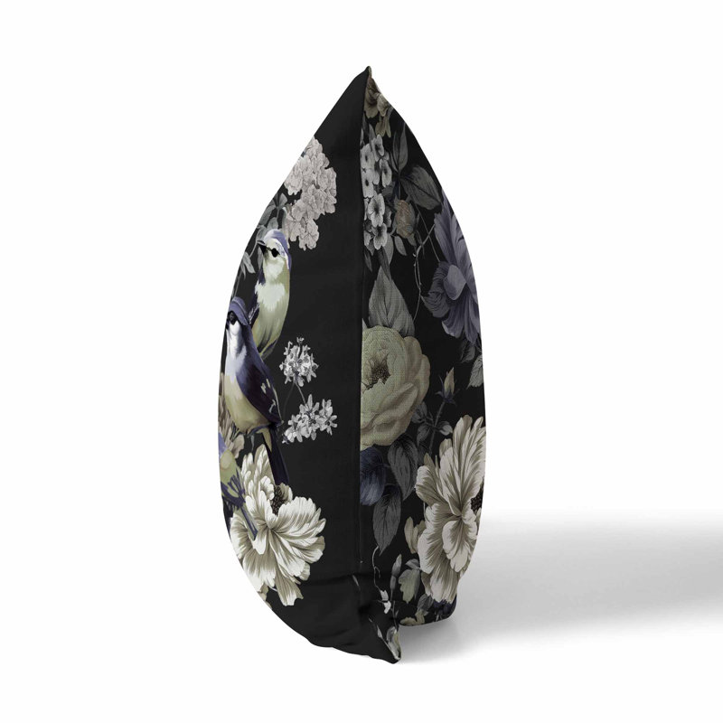 Coussin Petal, H 16 po x l 16 po, Noir / gris