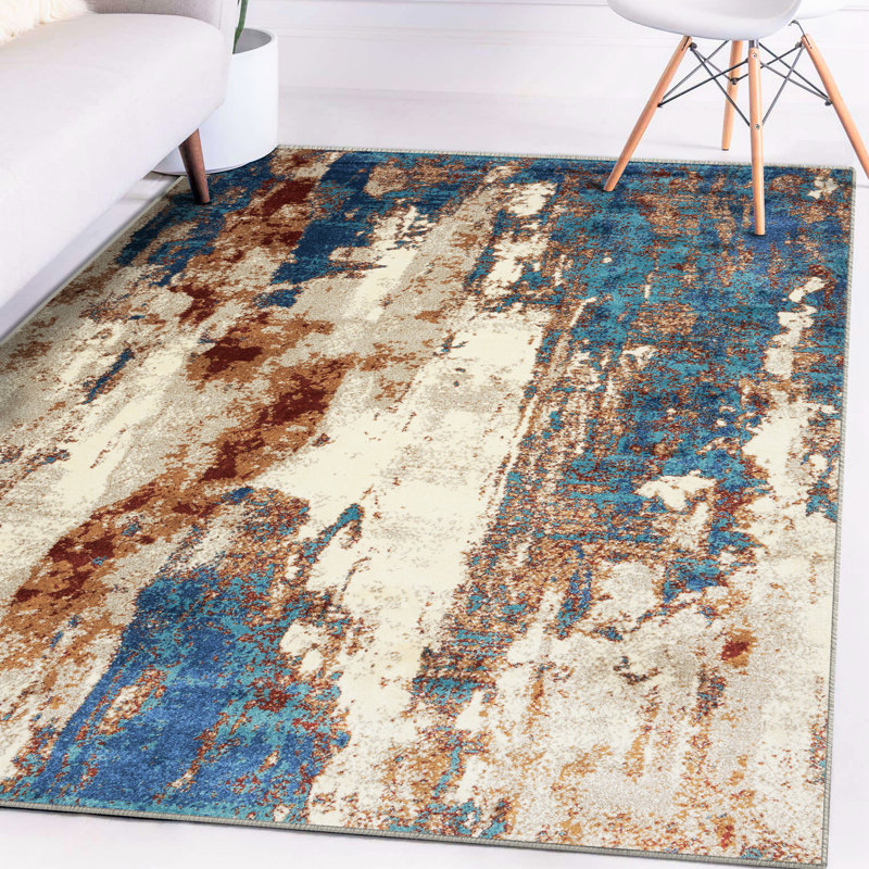 Tapis bleu / beige semiha, Rectangle 2 pi x 3 pi