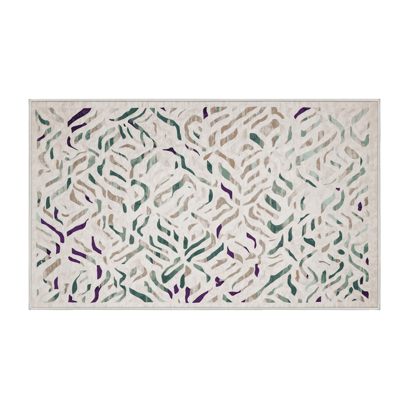 Tapis beige lavable à la machine, Rectangle 2 pi x 3 pi