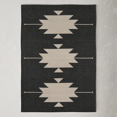 Genesis Charcoal Cream Southwestern Outdoor Rug