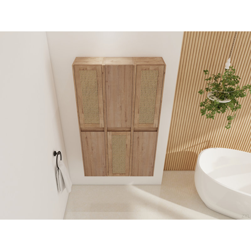 Armoire de salle de bain latérale, portes à fermeture douce, conception à fixation flottante