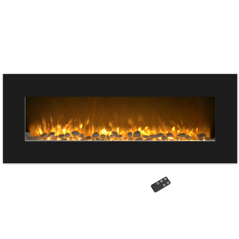 Baren 50-Inch Wall Mounted Electric Fireplace - Modern Heater with LED Flames