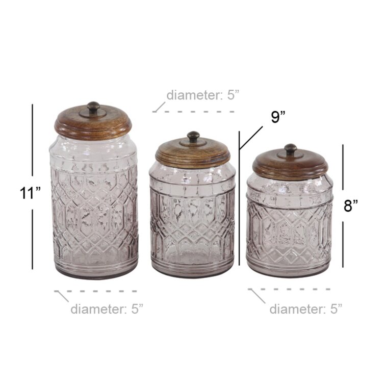 Vicknair Round Textured Glass Kitchen Canister Set Ophelia & Co.