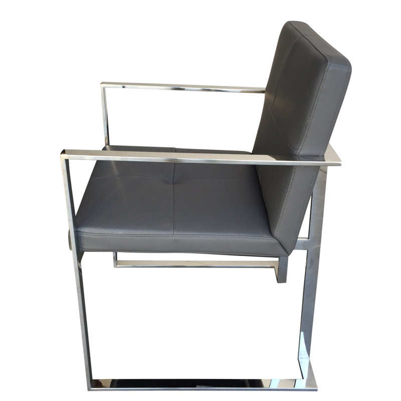 Poulin 18.5'' H Polyurethane Upholstered Armchair, Gray, Silver