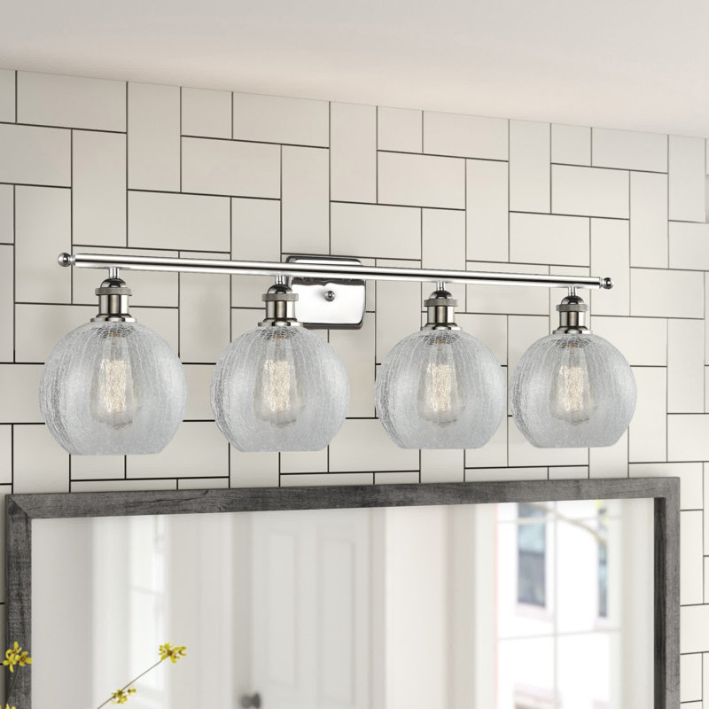 Éclairage de salle de bain à intensité variable 4 lumières Baptista, Ampoule DEL 6 watts Vinage, Nickel satiné brossé
